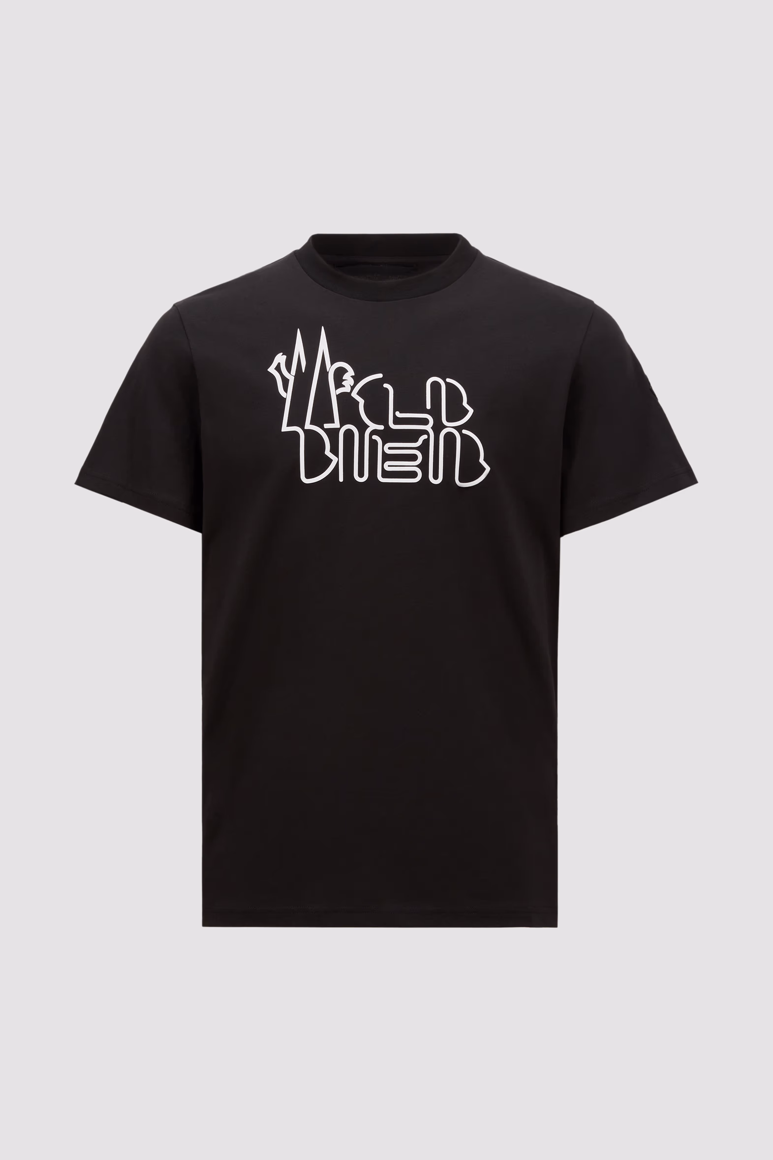 Curved Logo Cotton T-Shirt Men Black Moncler 2